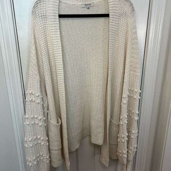 Madewell Bobble Sleeve Cardigan, Cream 1X - Picture 4 of 7